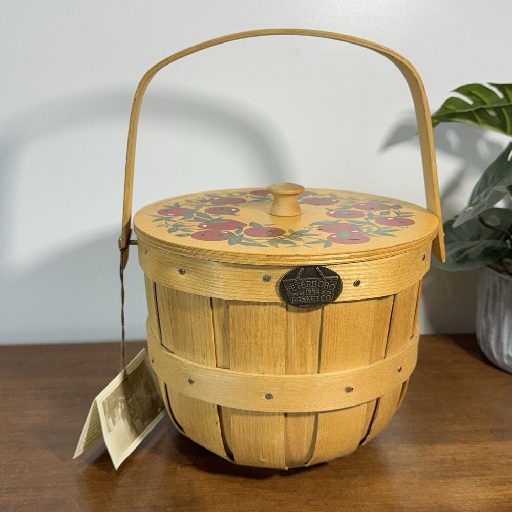 Peterboro Basket Co Apple Wreath 2003 Lidded USA Made NH Lori Eberhardt-Rahill